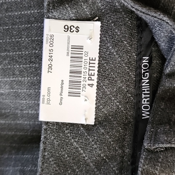 Gray Modern Fit Trouser Leg Petite Stripe Pants 4P - Picture 6 of 8